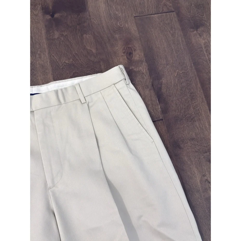 NWT Saddlebred Mens Beige Tan Pleated Chino Comfort Waist Dress Pants Size 38X29
